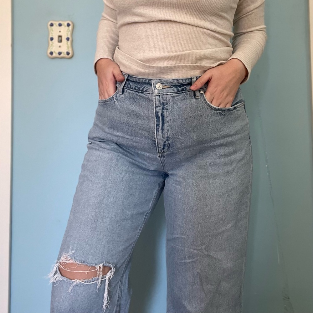 LOFT High Waisted Curvy Wide Leg Jeans